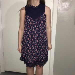 Blue dress with floral pattern